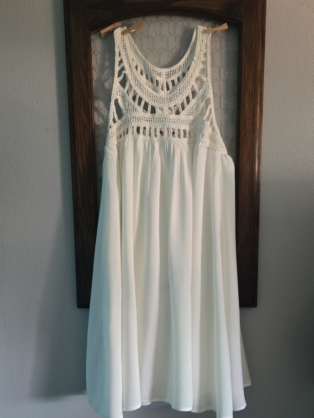 River Island Cream Crochet Yoke Dress